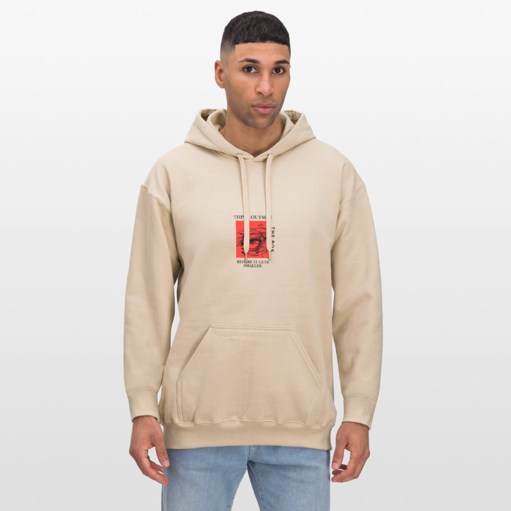 Think outside the Box Unisex Hoodie | Wealth wears Wisdom - sand