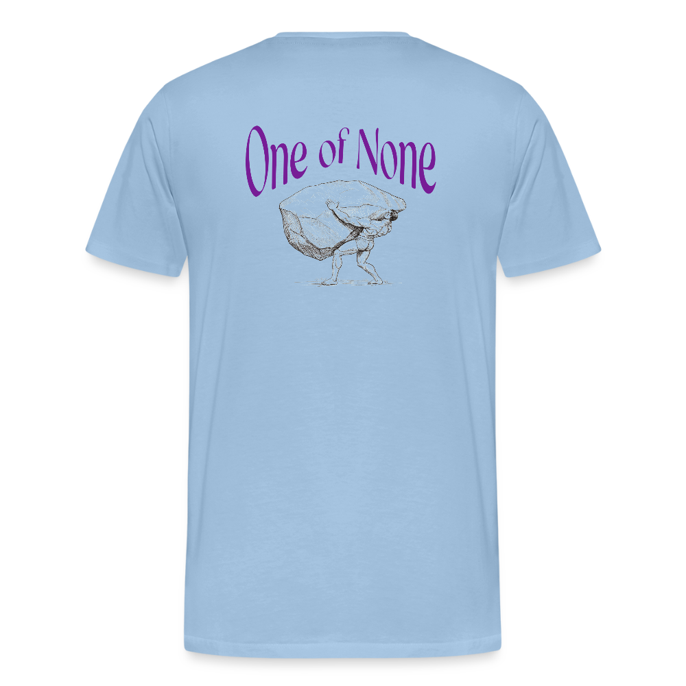 Men T-Shirt one of None | Wealth wears Wisdom - sky