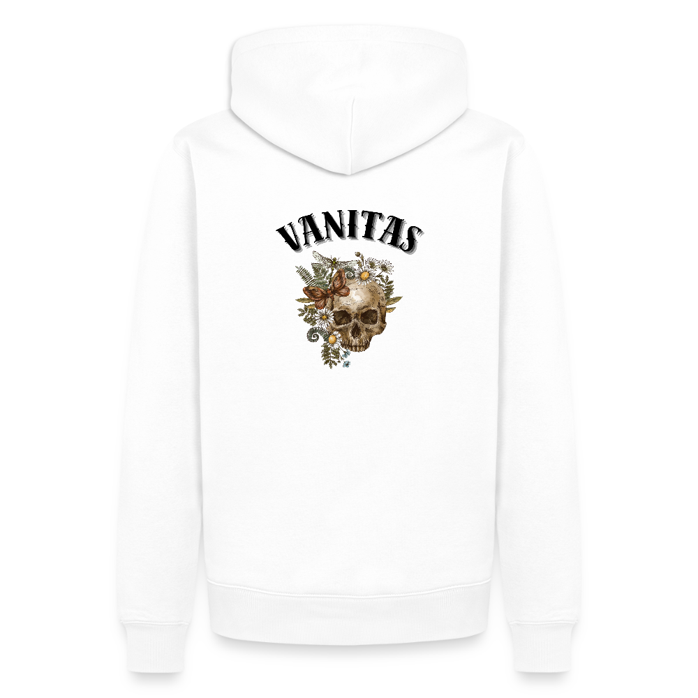 Men Premium Hoodie vanitas | Wealth wears Wisdom - white