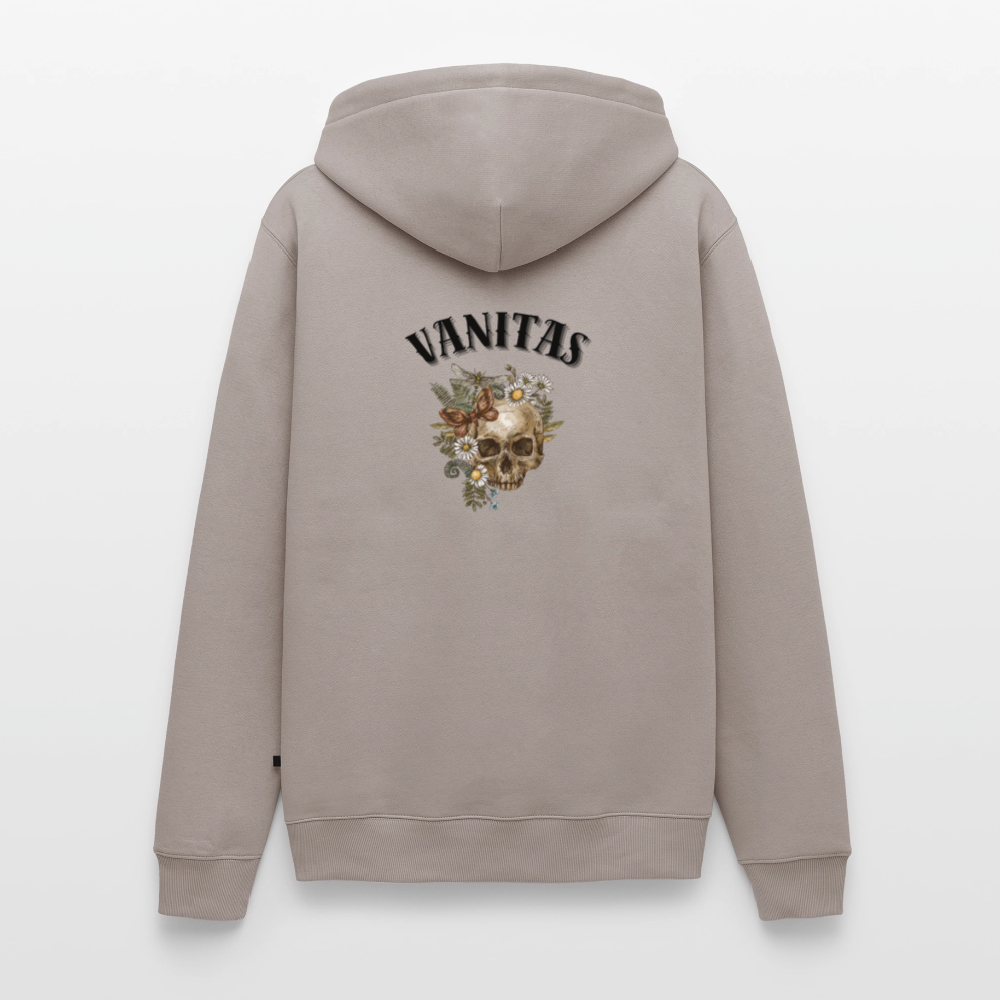 Men Premium Hoodie vanitas | Wealth wears Wisdom - taupe
