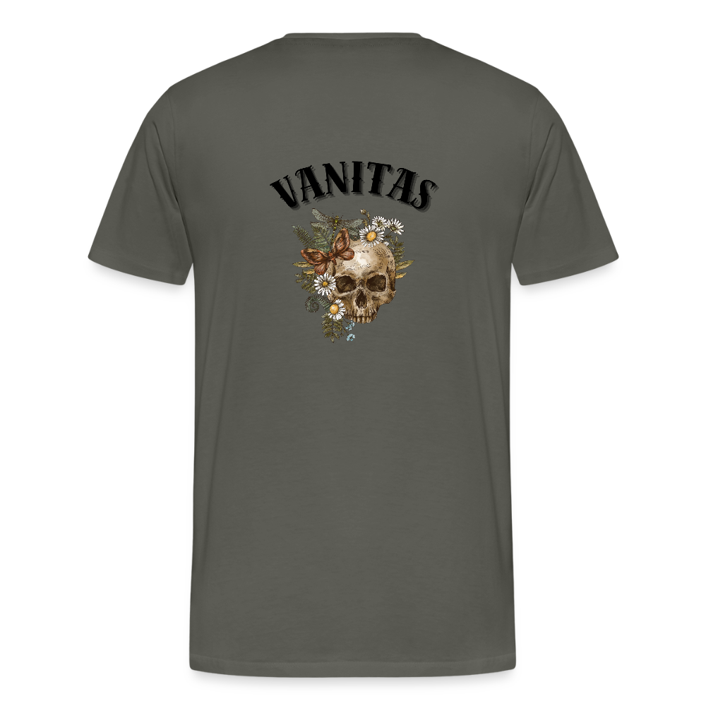 Men organic Premium T-Shirt Vanitas | Wealth wears Wisdom - asphalt