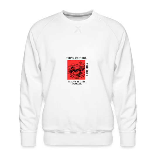 Think outside the Box Premium Sweatshirt | Wealth wears Wisdom - white