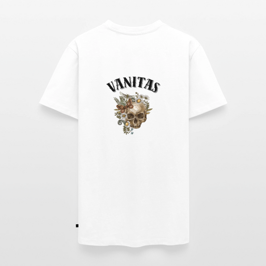 Men organic Premium T-Shirt Vanitas | Wealth wears Wisdom - white