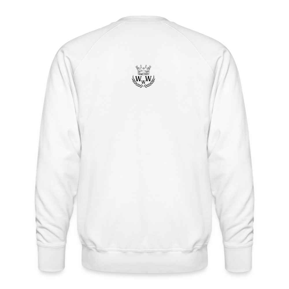 Men’s Premium Sweatshirt | Wealth wears Wisdom - white