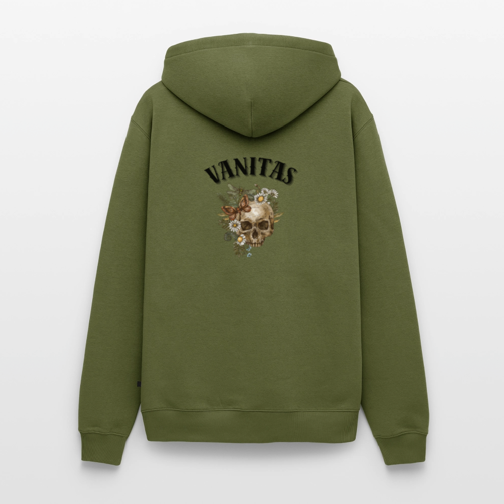 Men Premium Hoodie vanitas | Wealth wears Wisdom - khaki