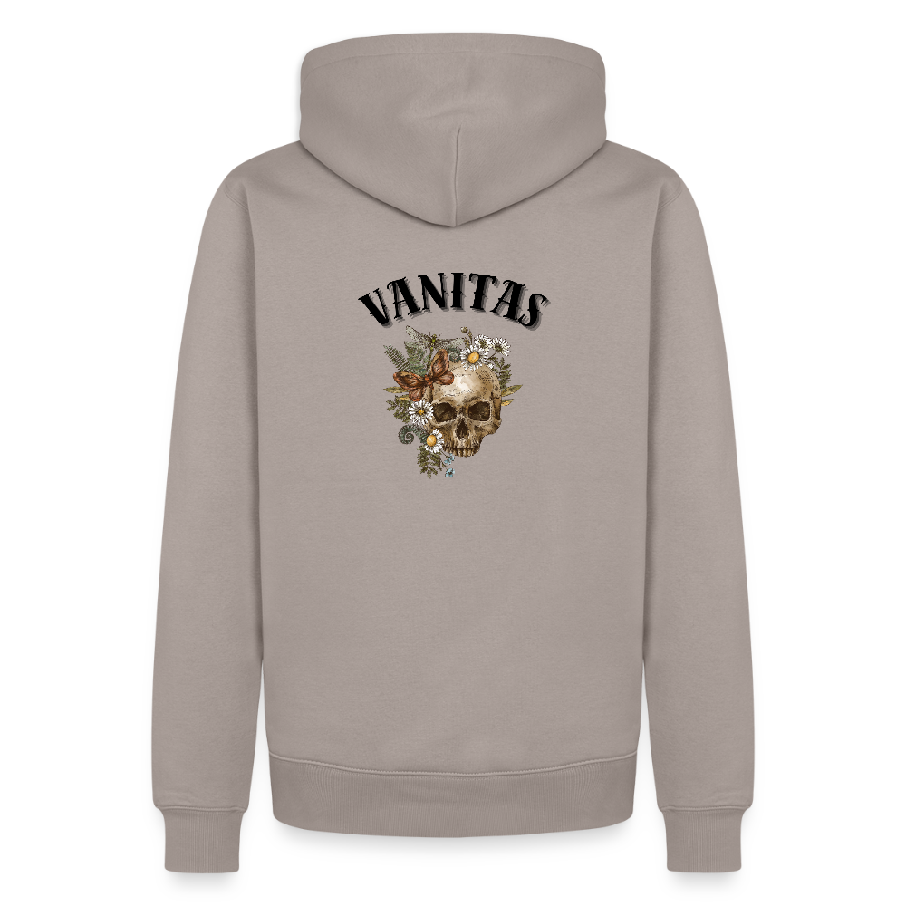 Men Premium Hoodie vanitas | Wealth wears Wisdom - taupe